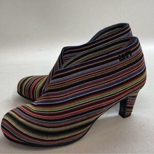 United Nude Multi-Color FOLD MID Striped Ankle Bootie Heels NWOB 38 7.5